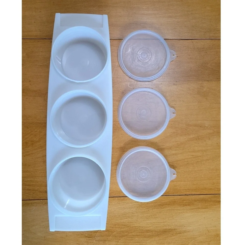 Vintage Tupperware Triple Condiment Caddy Server 732 with Lids